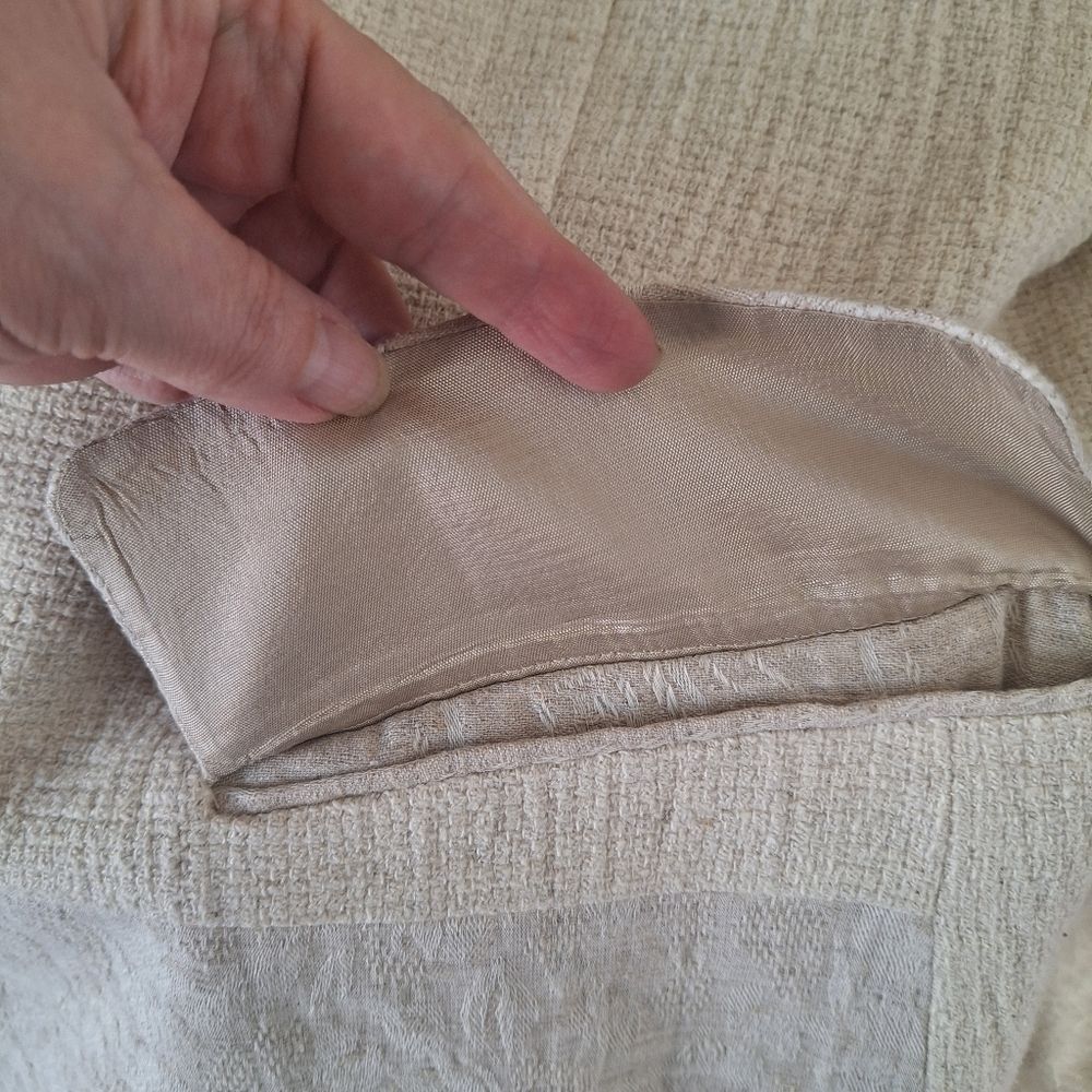 Vintage Express Linen Blazer Patchwork Large Beig… - image 8